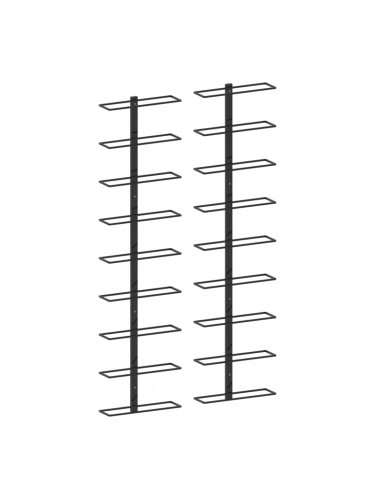 Sonata Стойки за вино за 18 бутилки стенен монтаж 2 бр черни желязо