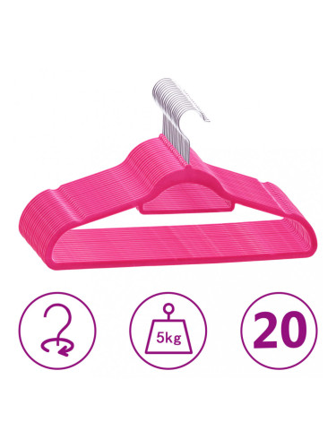 Sonata 20 бр Комплект закачалки за дрехи антиплъзгащи розово кадифе