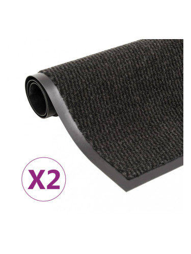 Sonata Правоъгълни изтривалки 2 бр усукани влакна 80x120 см черни