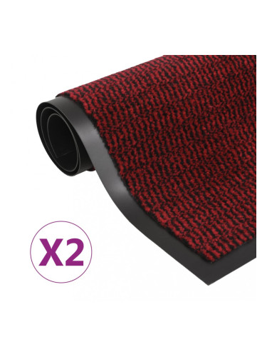 Sonata Правоъгълни изтривалки 2 бр усукани влакна 90x150 см червени