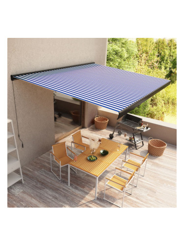 Sonata Ръчна касетъчна тента, 450x300 см, синьо и бяло