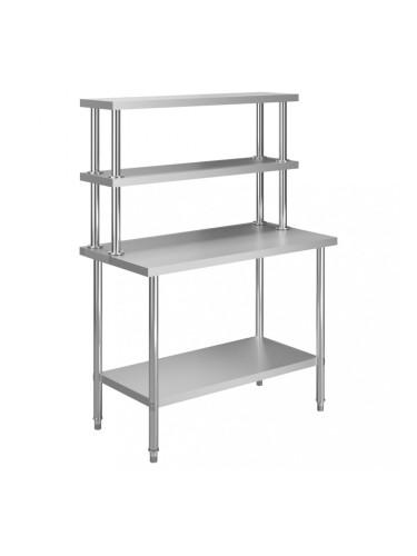 Sonata Кухненска работна маса с рафт 120x60x150 см неръждаема стомана