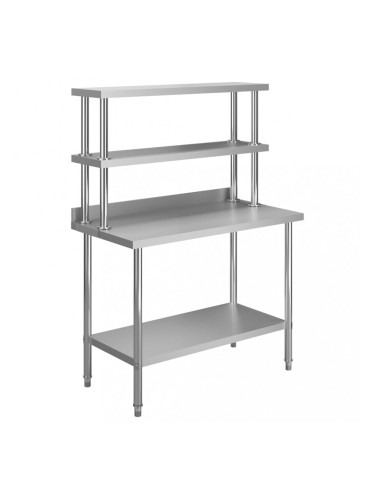 Sonata Кухненска работна маса с рафт 120x60x150 см неръждаема стомана