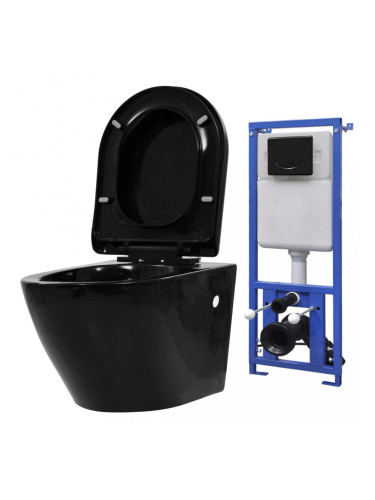 Sonata Окачена тоалетна чиния, със скрито казанче, керамична, черна