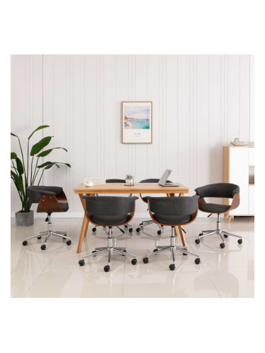 Sonata Въртящи се трапезни столове, 6 бр, сиви, текстил