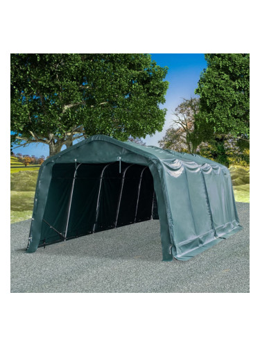 Sonata Мобилен навес за животни PVC 550 г/м² 3,3x8 м тъмнозелен