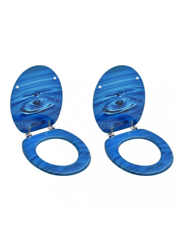 Sonata WC тоалетни седалки с капак, 2 бр, МДФ, дизайн сини водни капки