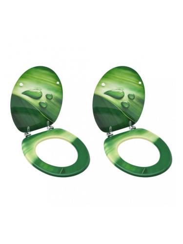 Sonata WC тоалетни седалки с капак 2 бр МДФ дизайн зелени водни капки