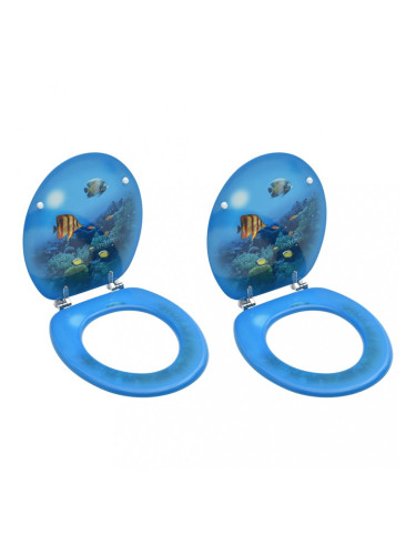 Sonata WC тоалетни седалки с капак, 2 бр, МДФ, дизайн океански пейзаж