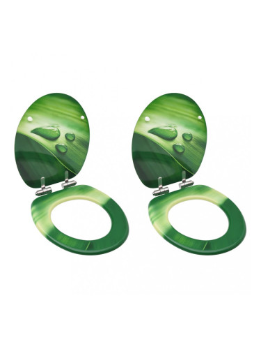 Sonata Тоалетни седалки с плавно затваряне 2 бр МДФ зелени водни капки