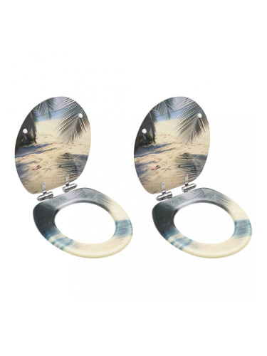 Sonata Тоалетни седалки с плавно затваряне 2 бр МДФ дизайн на плаж