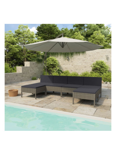 Sonata Градински комплект с възглавници, 6 части, полиратан, сив