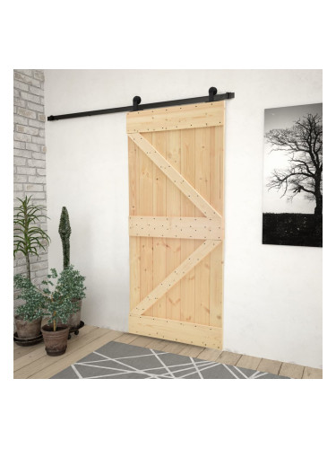 Sonata Плъзгаща врата с монтажни части, 90x210 см, борово дърво масив
