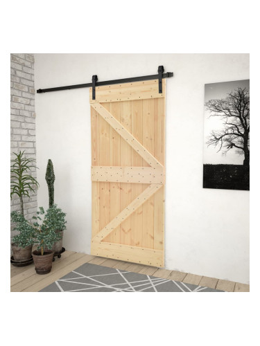 Sonata Плъзгаща врата с монтажни части, 90x210 см, борово дърво масив
