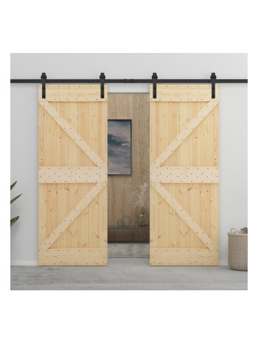 Sonata Плъзгаща врата с монтажни части, 90x210 см, борово дърво масив