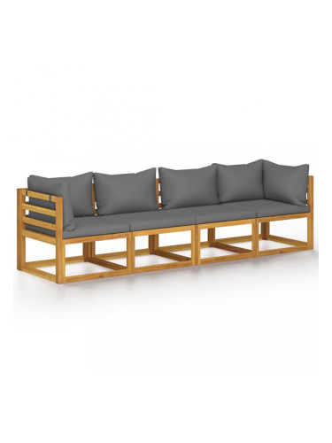 Sonata 4-местен градински диван с възглавница, акациево дърво масив