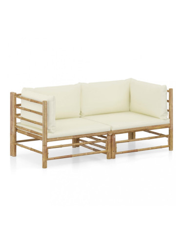 Sonata Градински лаундж комплект кремави възглавници 2 части бамбук