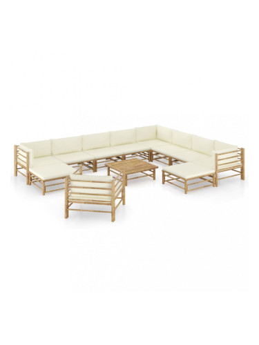 Sonata Градински лаундж комплект кремави възглавници 12 части бамбук