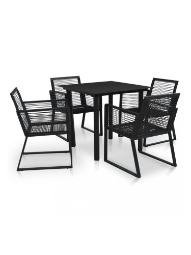 Sonata Градински трапезен комплект, 5 части, PVC ратан, черен