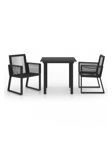 Sonata Градински трапезен комплект, 3 части, PVC ратан, черен