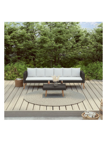 Sonata Градински комплект с възглавници, 2 части, черен полиратан