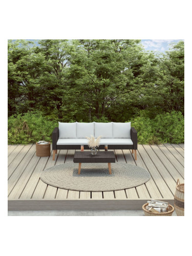 Sonata Градински комплект с възглавници, 2 части, черен полиратан