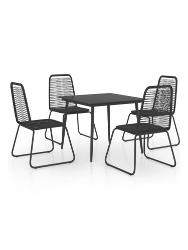 Sonata Градински трапезен комплект, 5 части, PVC ратан, черен