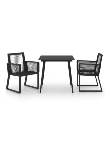 Sonata Градински трапезен комплект, 3 части, PVC ратан, черен