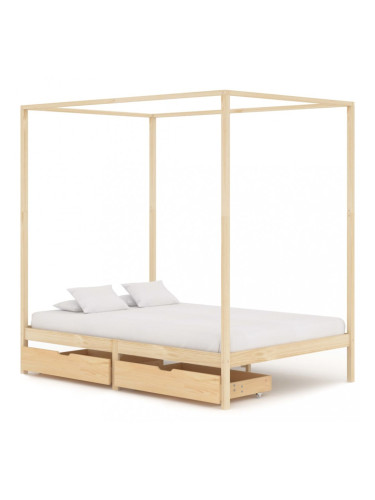 Sonata Рамка за легло с балдахин и 2 чекмеджета, бор масив, 120х200 см