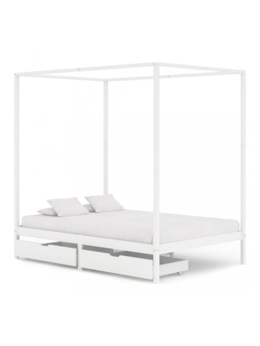 Sonata Рамка за легло балдахин и 2 чекмеджета бяла бор масив 120х200см