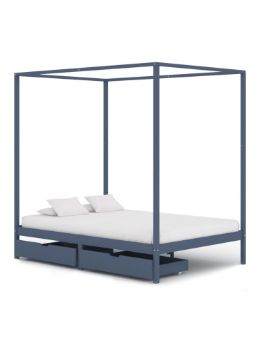 Sonata Рамка за легло балдахин и 2 чекмеджета сива бор масив 120x200см