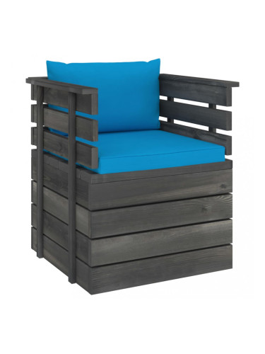 Sonata Градински фотьойл с възглавници, борова дървесина