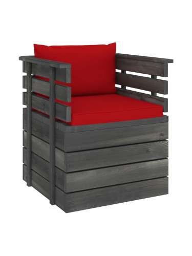 Sonata Градински фотьойл с възглавници, борова дървесина