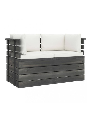 Sonata Градински 2-местен палетен диван възглавници борово дърво масив