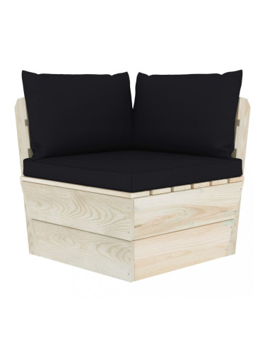 Sonata Градински палетен ъглов диван с възглавници, импрегниран смърч
