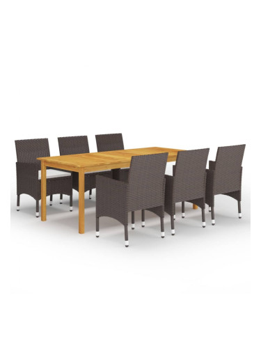Sonata Градински трапезен комплект, 7 части, кафяв