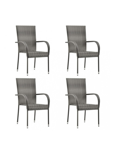 Sonata Стифиращи външни столове, 4 бр, сиви, полиратан