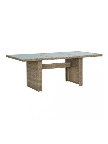 Sonata Градинска трапезна маса кафява 200x100x74 см стъкло и полиратан