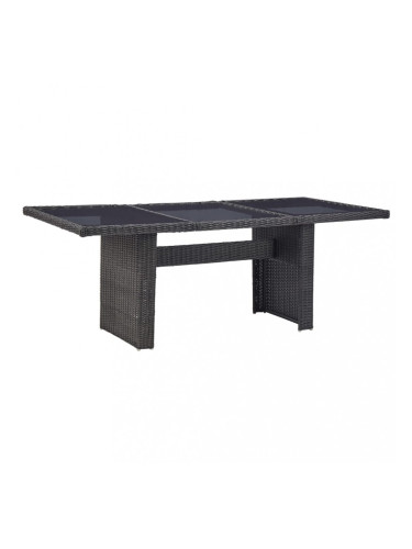 Sonata Градинска трапезна маса черна 200x100x74 см стъкло и полиратан