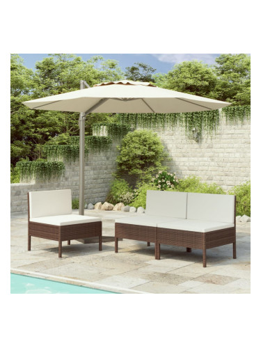 Sonata Градински столове с възглавници, 3 бр, полиратан, кафяви