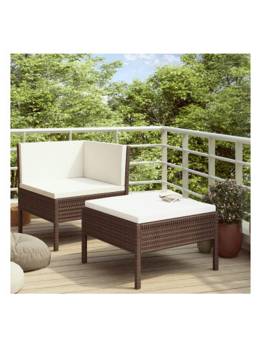Sonata Градински комплект с възглавници, 2 части, кафяв полиратан
