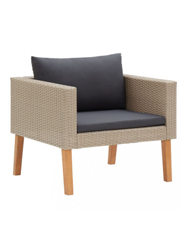 Sonata Едноместен градински диван с възглавници, полиратан, бежов