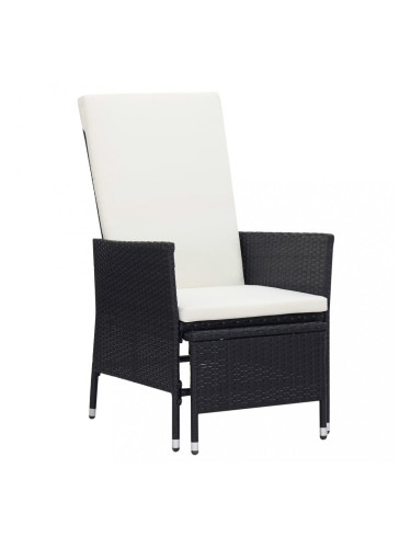 Sonata Накланящ се градински стол с възглавници, полиратан, черен