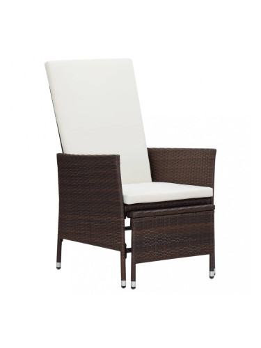 Sonata Накланящ се градински стол с възглавници, полиратан, кафяв