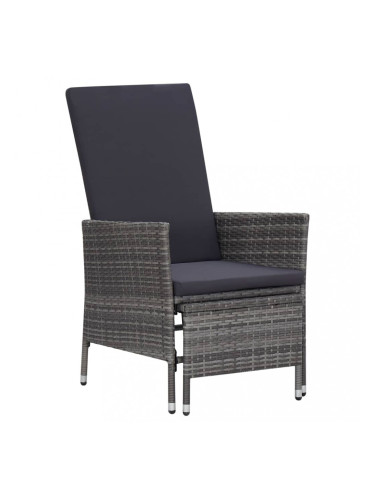 Sonata Накланящ се градински стол с възглавници, полиратан, сив