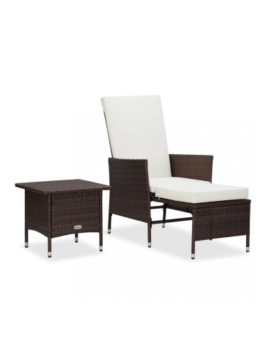 Sonata Градински комплект с възглавници, 2 части, кафяв полиратан