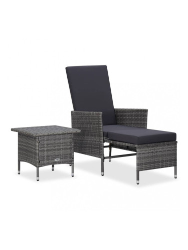 Sonata Градински лаундж комплект с възглавници 2 части полиратан сив