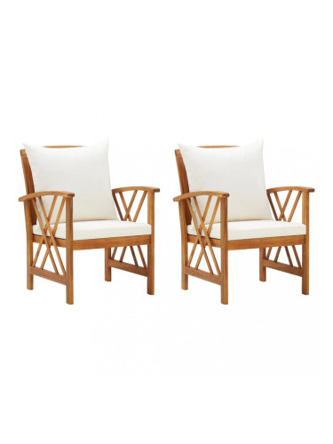 Sonata Градински столове с възглавници, 2 бр, акациево дърво масив