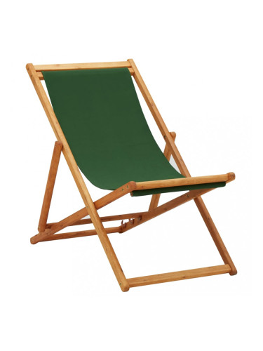 Sonata Сгъваем плажен стол, евкалиптово дърво и текстил, зелен