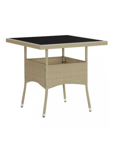 Sonata Градинска трапезна маса, бежова, полиратан и стъкло